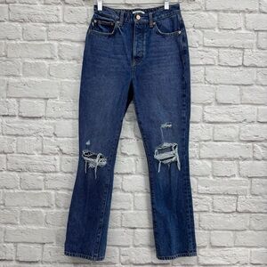 Lovers + Friends Reece Ripped High Waist Straight Leg Jeans Size 25